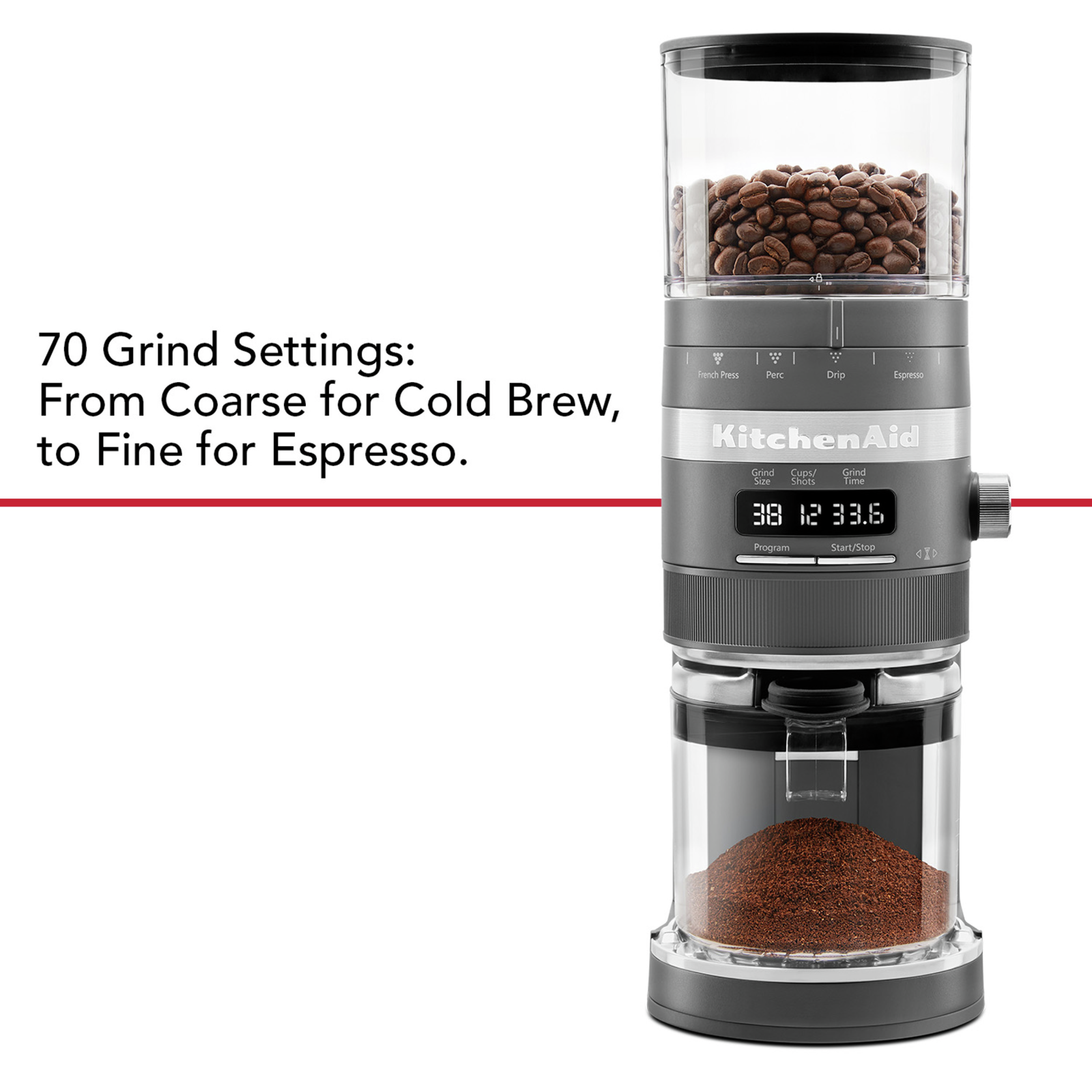 KitchenAid - Burr Coffee Grinder in Grey - KCG8433DG