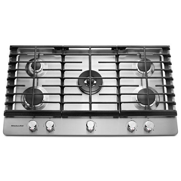 KitchenAid - 36 inch wide Gas Cooktop in Stainless Steel - KCGS556ESS