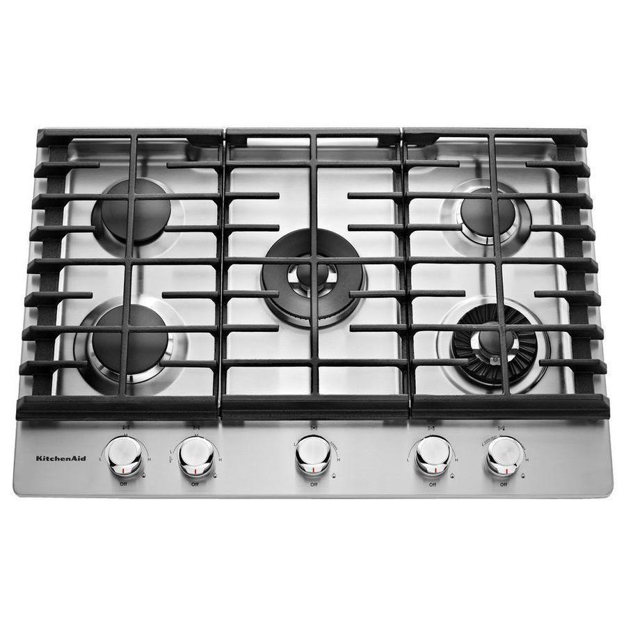 KitchenAid - 30 inch wide Gas Cooktop in Stainless Steel - KCGS950ESS