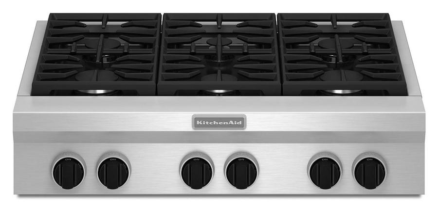 KitchenAid - 36 inch wide Gas Cooktop in Stainless Steel - KGCU467VSS