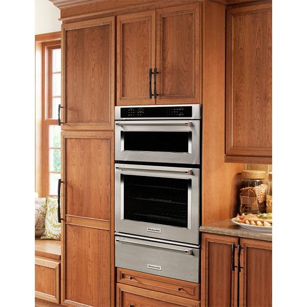 KitchenAid - 6.4 cu. ft Combination Wall Oven in Stainless Steel - KOCE500ESS