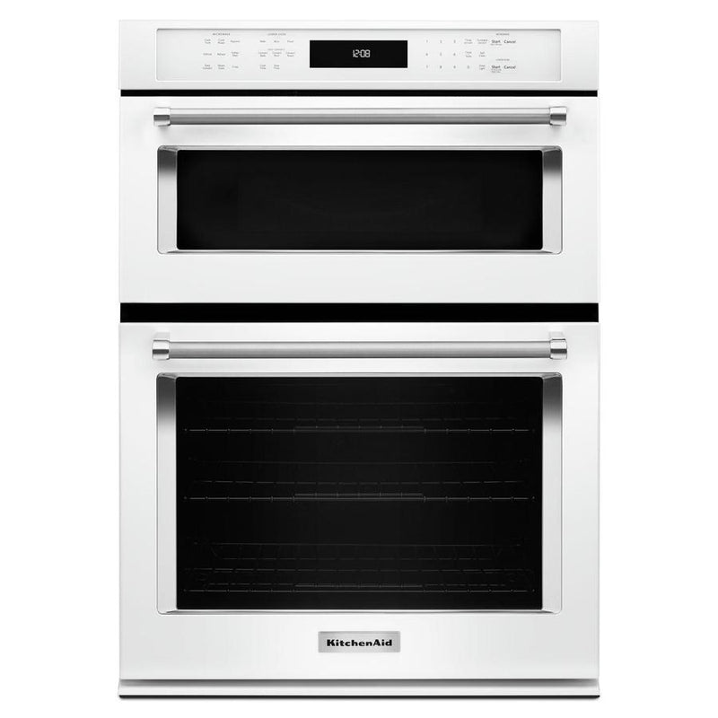 KitchenAid - 6.4 cu. ft Combination Wall Oven in White - KOCE500EWH