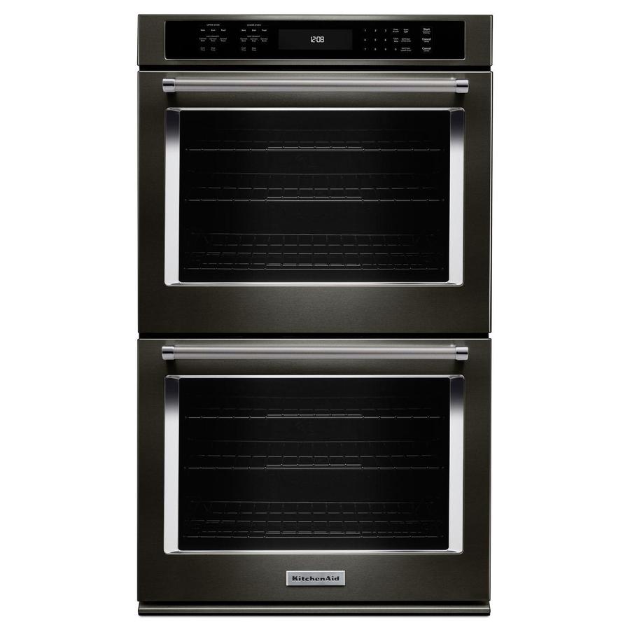 KitchenAid - 8.6 cu. ft Double Wall Oven in Black Stainless - KODE507EBS