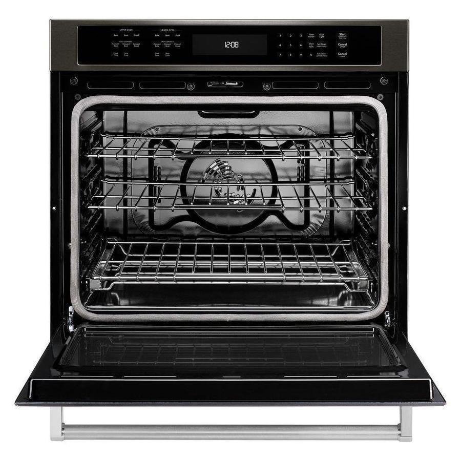KitchenAid - 5 cu. ft Single Wall Oven in Black Stainless Steel with PrintShield Finish - KOSE500EBS