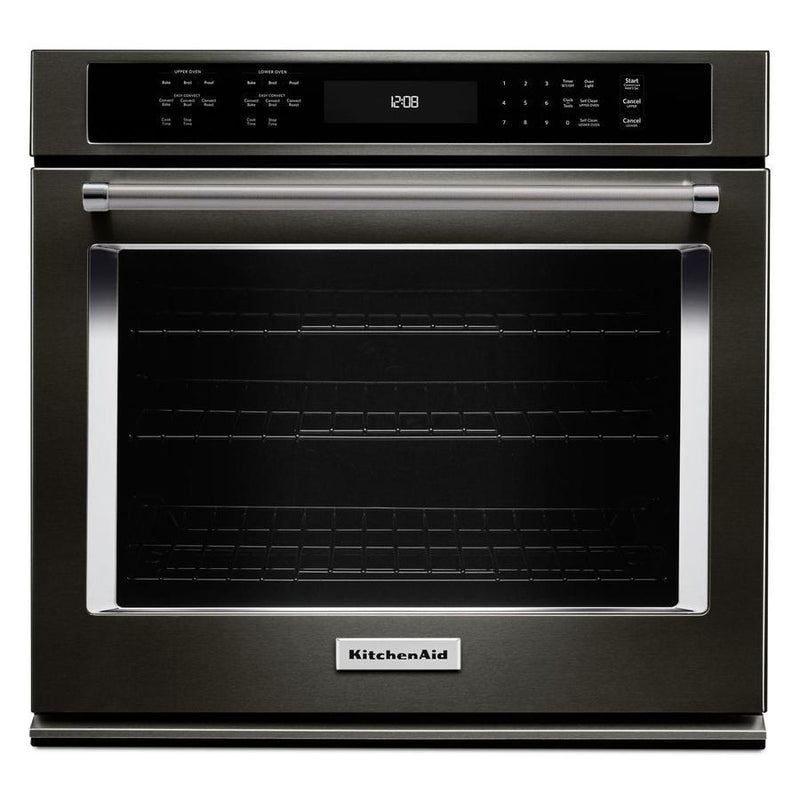 KitchenAid - 4.3 cu. ft Single Wall Oven in Black Stainless - KOSE507EBS
