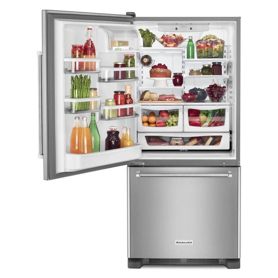 KitchenAid - 29.8 Inch 18.7 cu. ft Bottom Mount Refrigerator in Stainless - KRBL109ESS