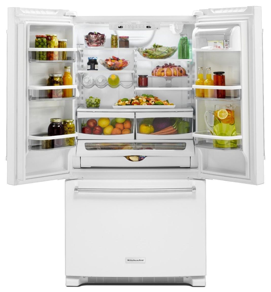 KitchenAid - 35.75 Inch 20 cu. ft French Door Refrigerator in White - KRFC300EWH
