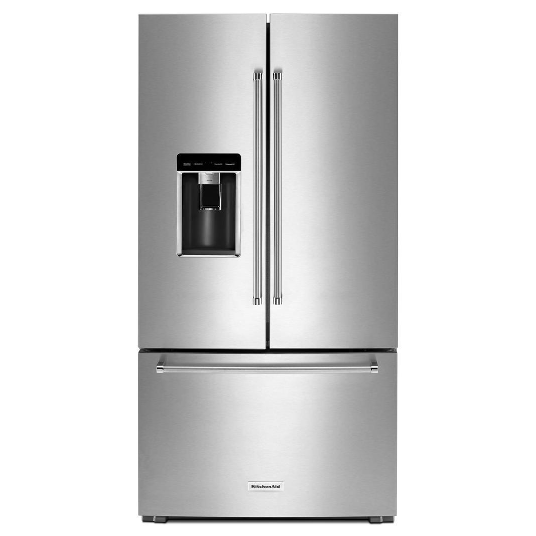 KitchenAid - 35.8 Inch 23.8 cu. ft French Door Refrigerator in Stainless - KRFC704FSS