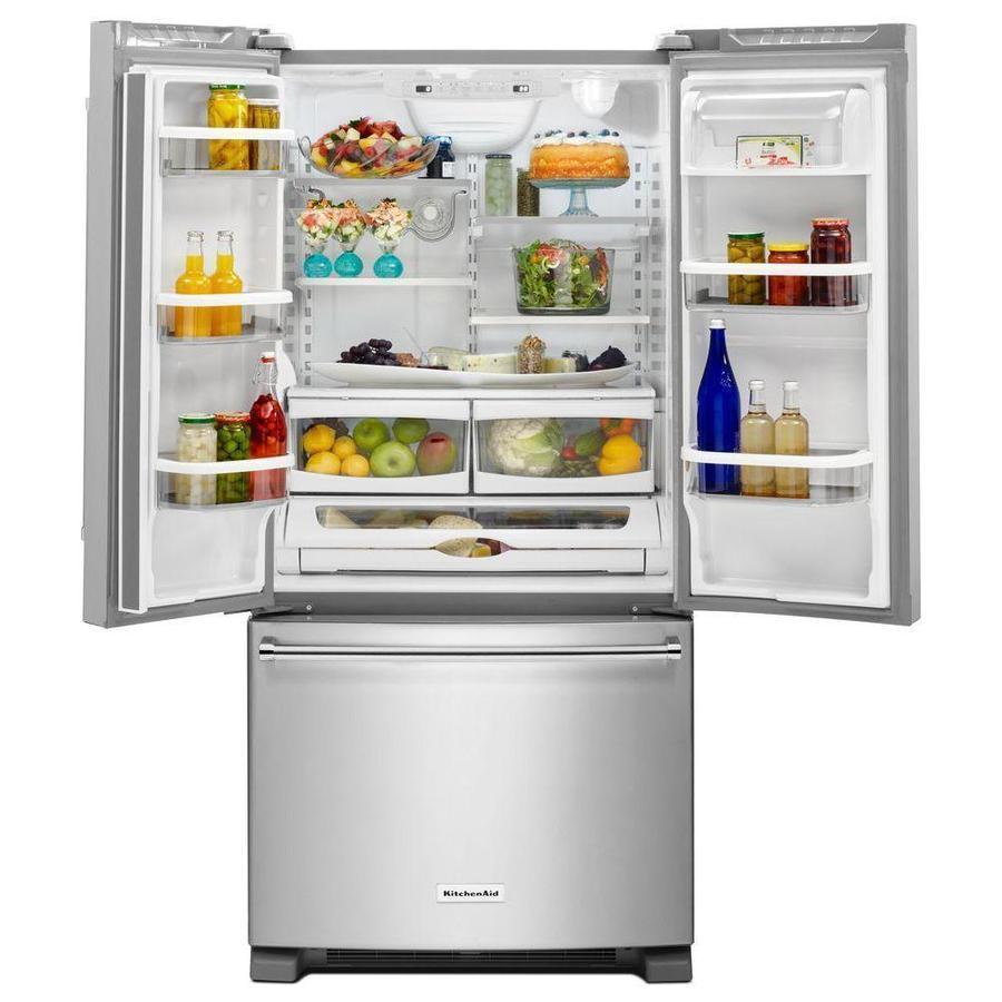 KitchenAid - 32.88 Inch 22.11 cu. ft French Door Refrigerator in Stainless - KRFF302ESS