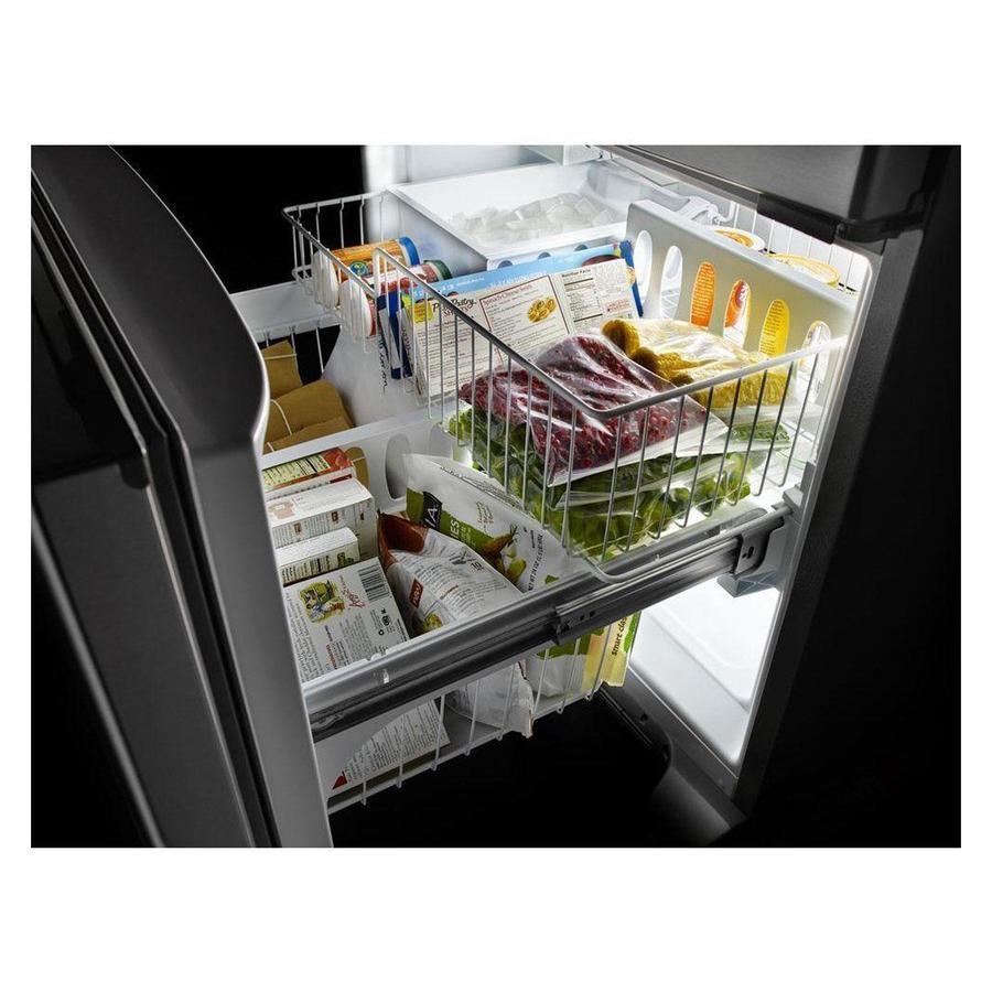 KitchenAid - 35.9 Inch 25.2 cu. ft French Door Refrigerator in Black Stainless - KRFF305EBS