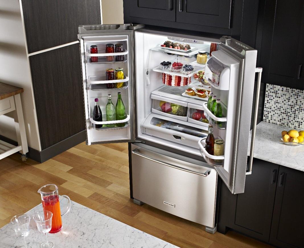 KitchenAid - 35.88 Inch 25.19 cu. ft French Door Refrigerator in Stainless - KRFF305ESS