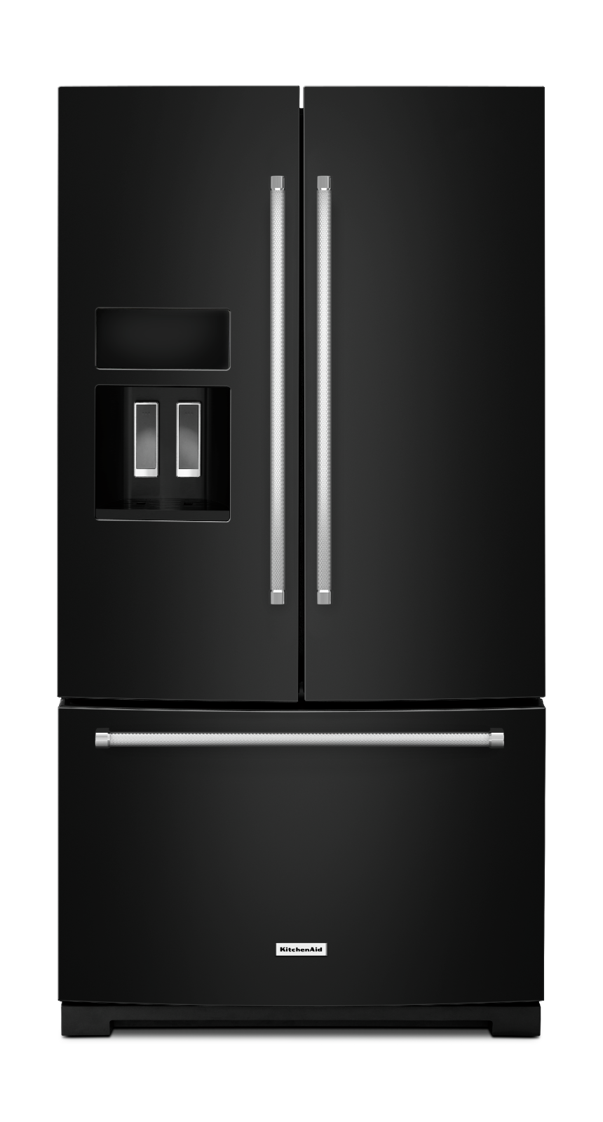 KitchenAid - 35.63 Inch 26.8 cu. ft French Door Refrigerator in Black - KRFF507EBL