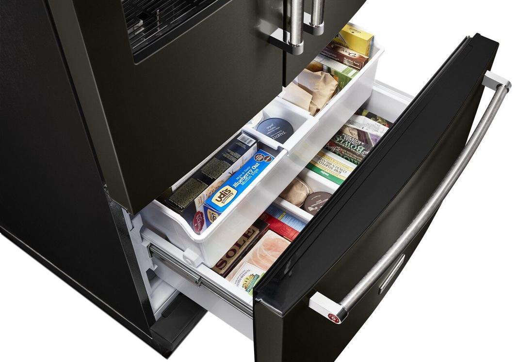 KitchenAid - 35.6875 Inch 26.8 cu. ft French Door Refrigerator in Black Stainless - KRFF507HBS