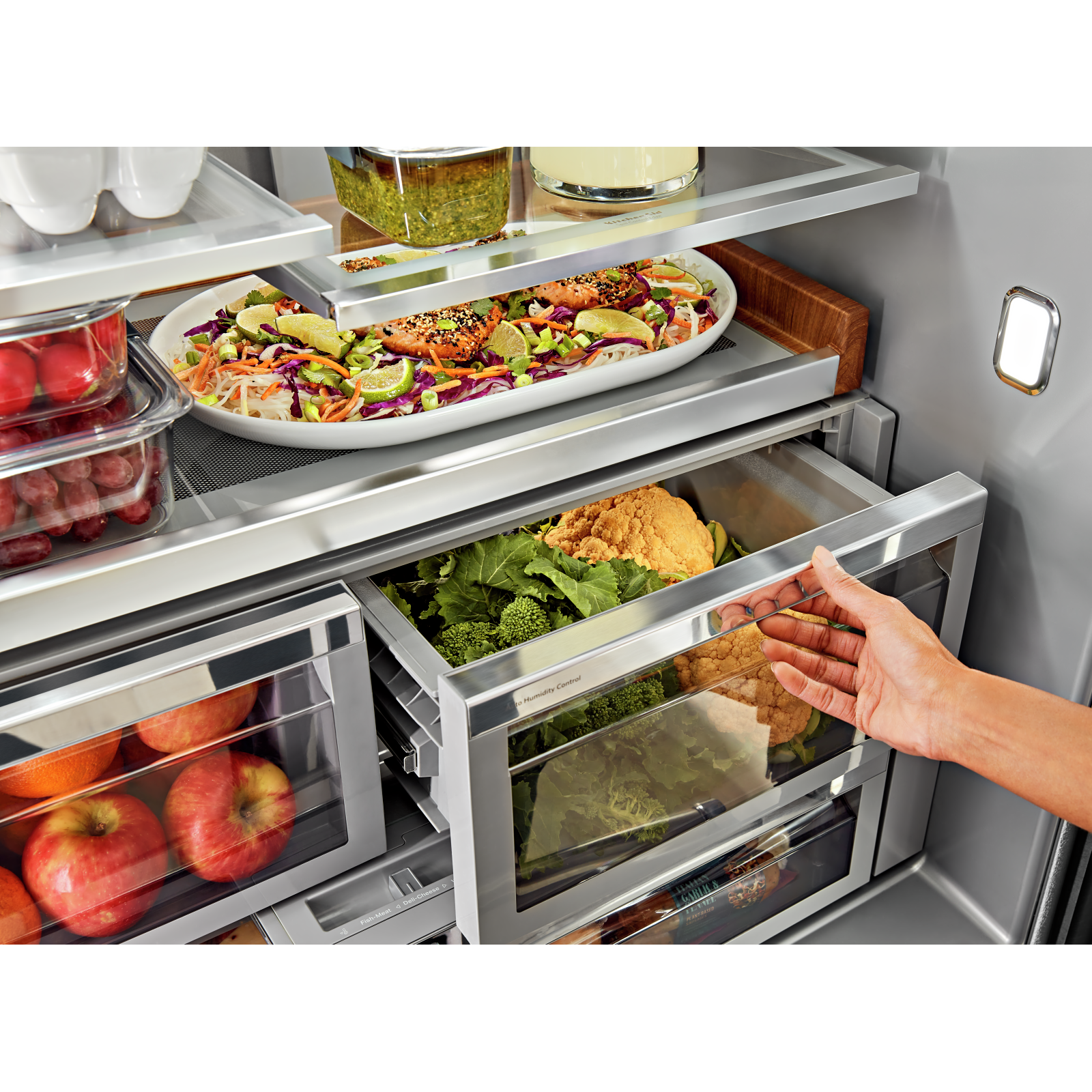 KitchenAid - 35.94 Inch 27 cu. ft French Door Refrigerator in Stainless - KRFF577KPS