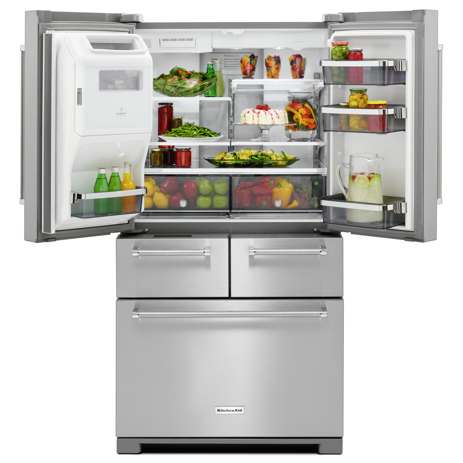 KitchenAid - 36 Inch 25.76 cu. ft French Door Refrigerator in Stainless - KRMF606ESS