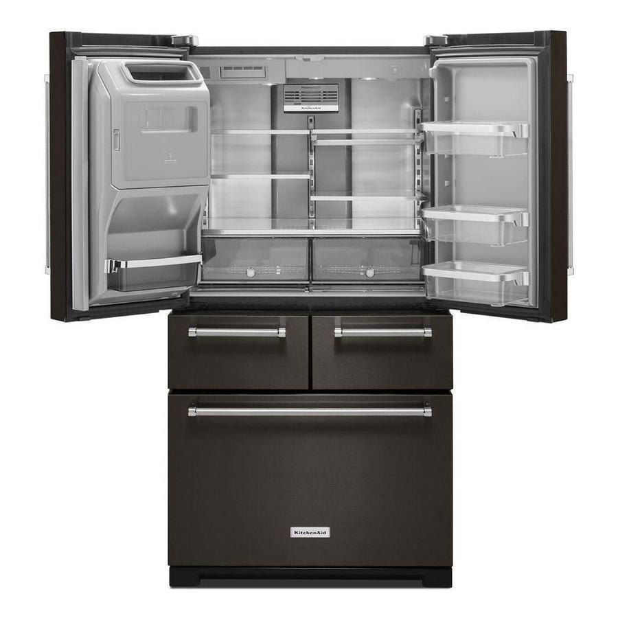 KitchenAid - 36 Inch 25.8 cu. ft French Door Refrigerator in Black Stainless - KRMF706EBS