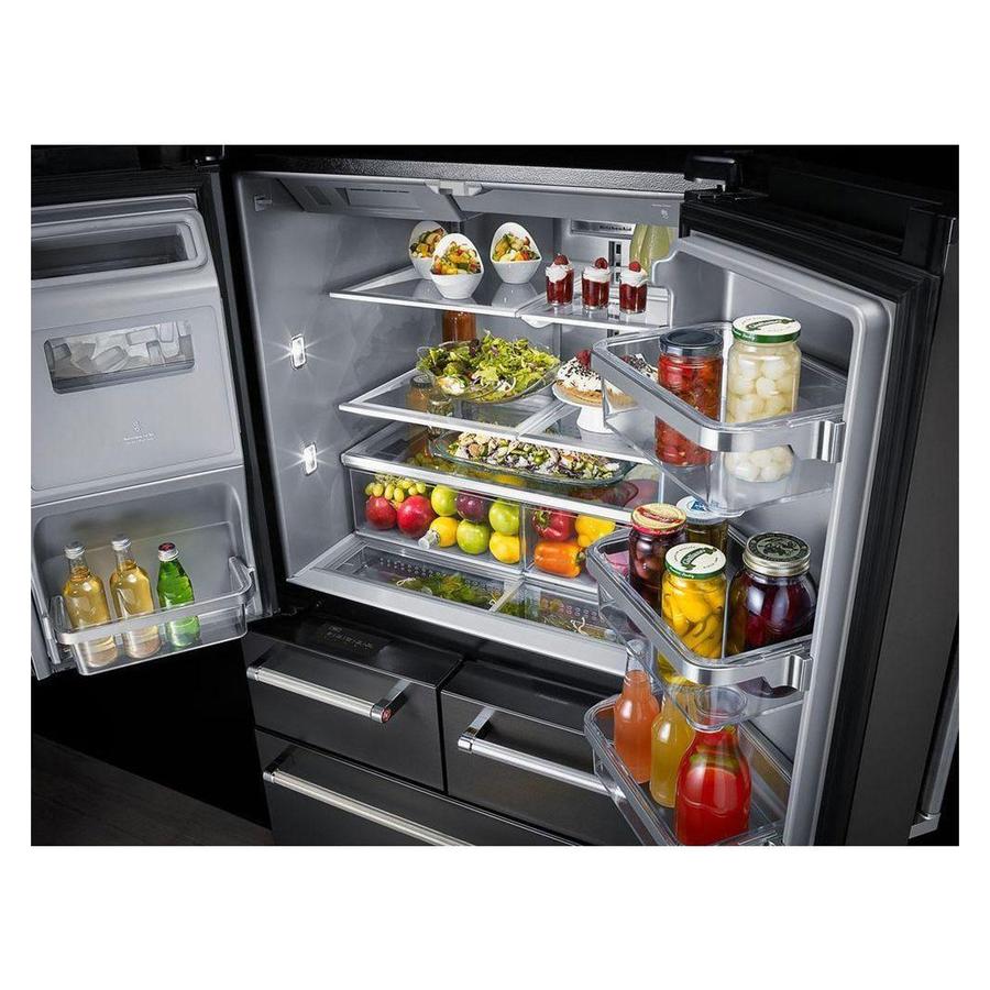 KitchenAid - 36 Inch 25.8 cu. ft French Door Refrigerator in Black Stainless - KRMF706EBS