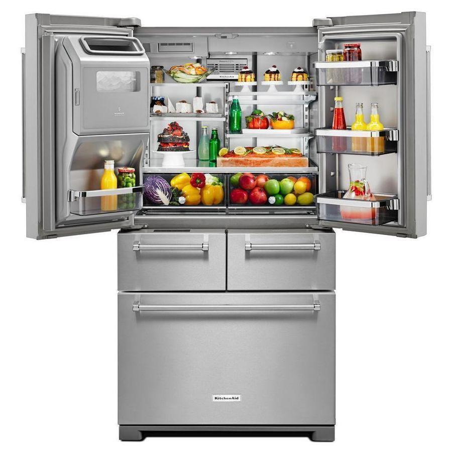 KitchenAid - 36 Inch 25.76 cu. ft French Door Refrigerator in Stainless - KRMF706ESS