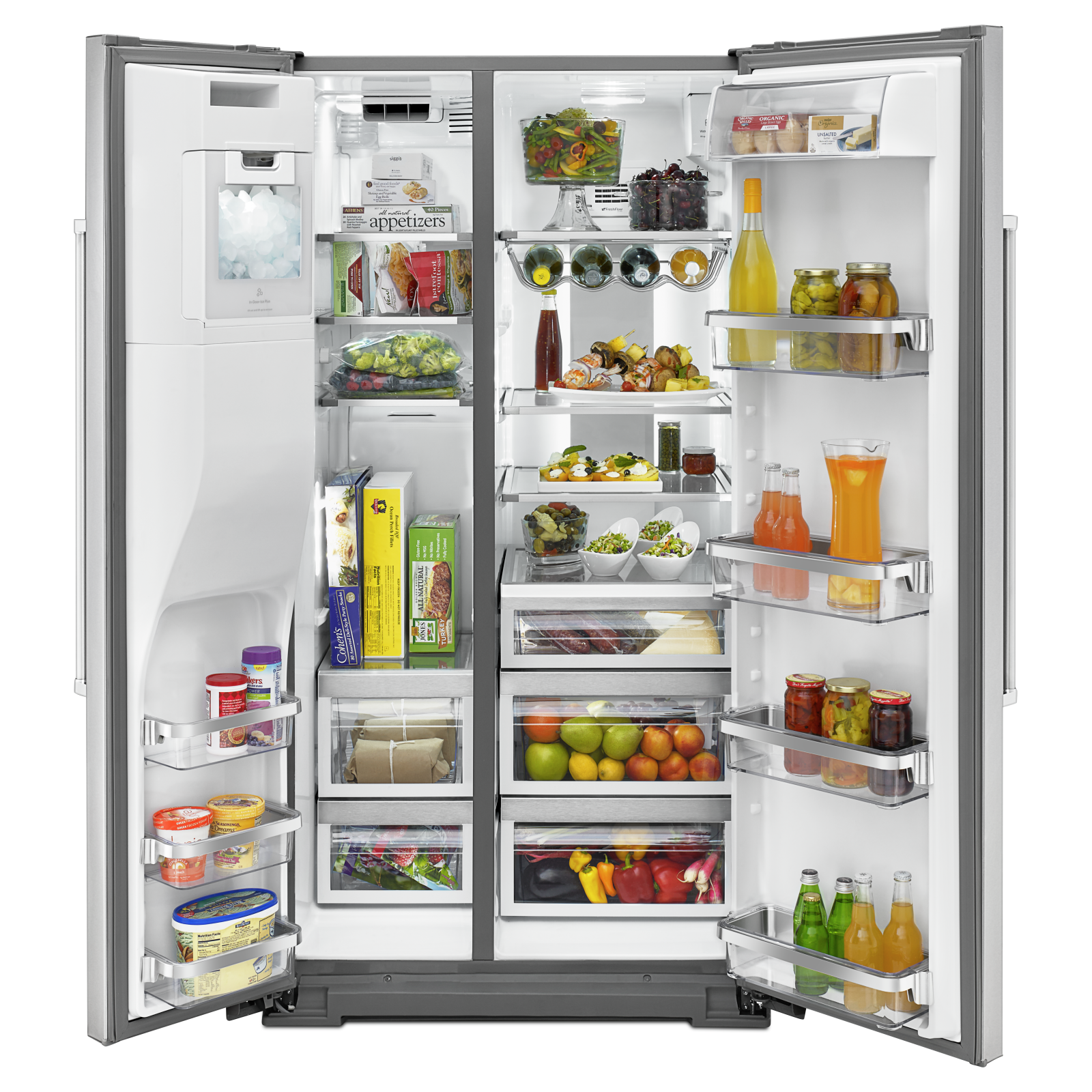 KitchenAid - 35.75 Inch 24.84 cu. ft Side by Side Refrigerator in Stainless - KRSF505ESS