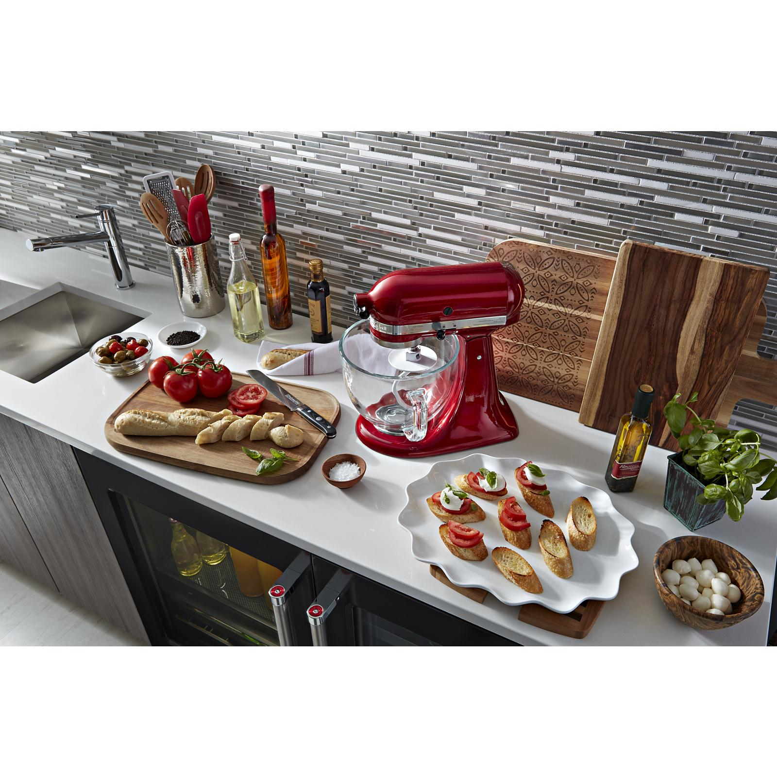 KitchenAid KSM155GBCA 5-Qt. Artisan Design Series with Glass Bowl - Candy Apple Red