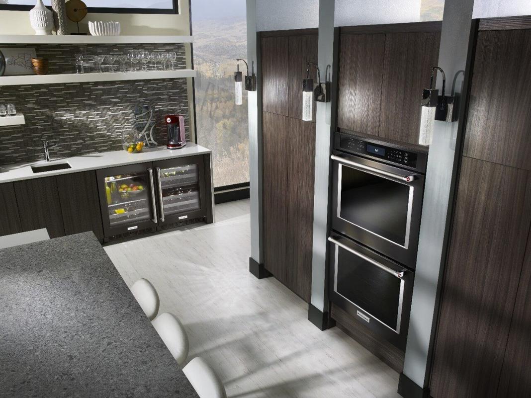 KitchenAid - 23.75 Inch 4.8 cu. ft Beverage Center Refrigerator in Black Stainless - KUBL304EBS