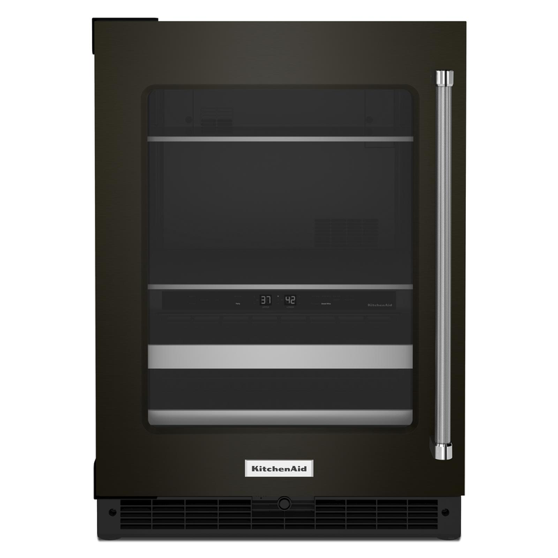 KitchenAid - 23.875 Inch 4.89 cu. ft Beverage Centre Refrigerator in Black Stainless - KUBL314KBS
