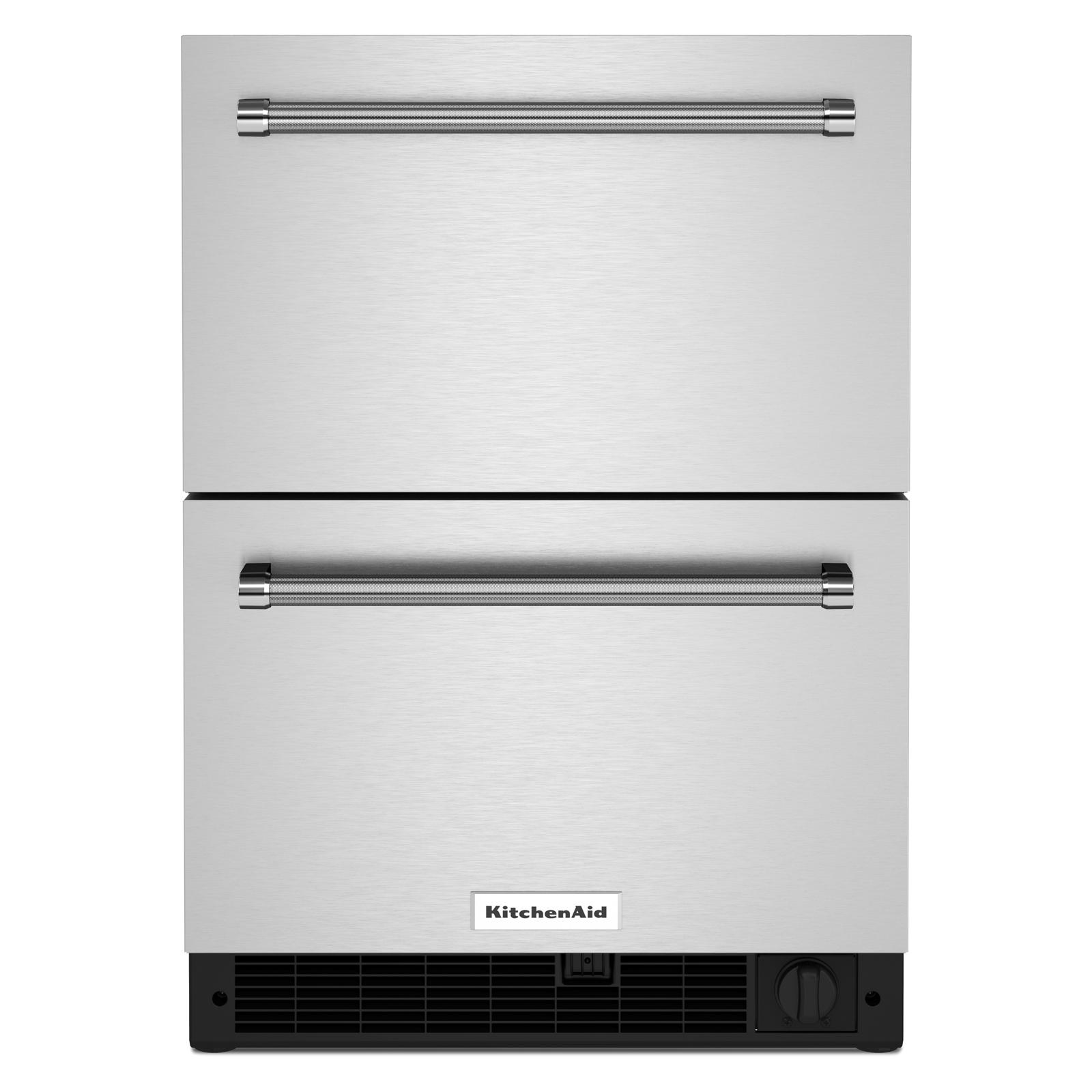 KitchenAid - 23.875 Inch 4.29 cu. ft Undercounter Double-Drawer Refrigerator in Stainless - KUDF204KSB