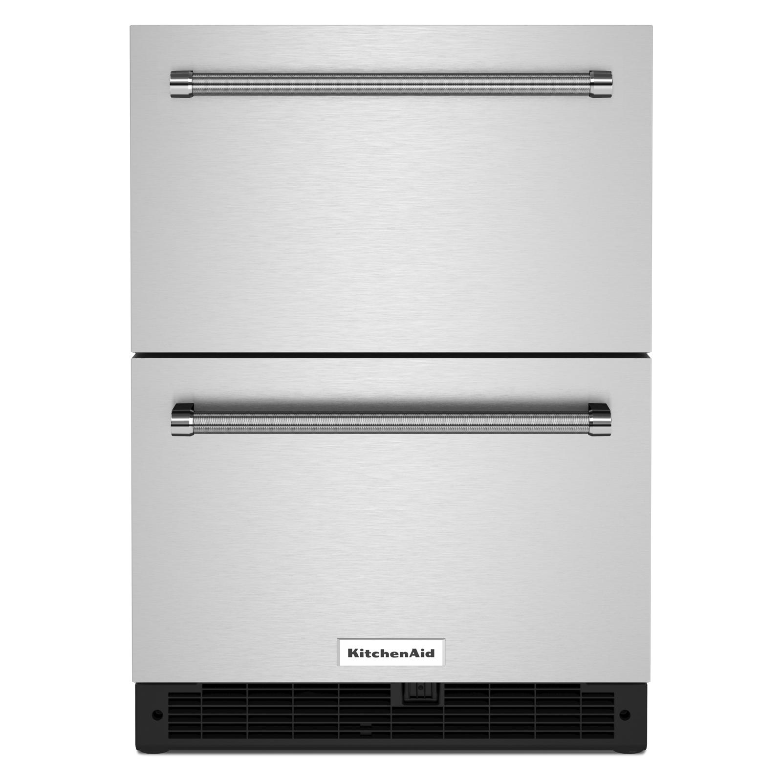 KitchenAid - 23.875 Inch 4.4 cu. ft Undercounter Double-Drawer Refrigerator in Stainless - KUDR204KSB