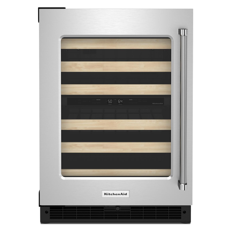 KitchenAid - 23.875 Inch 4.97 cu. ft Undercounter Wine Fridge Refrigerator in Stainless - KUWL214KSB