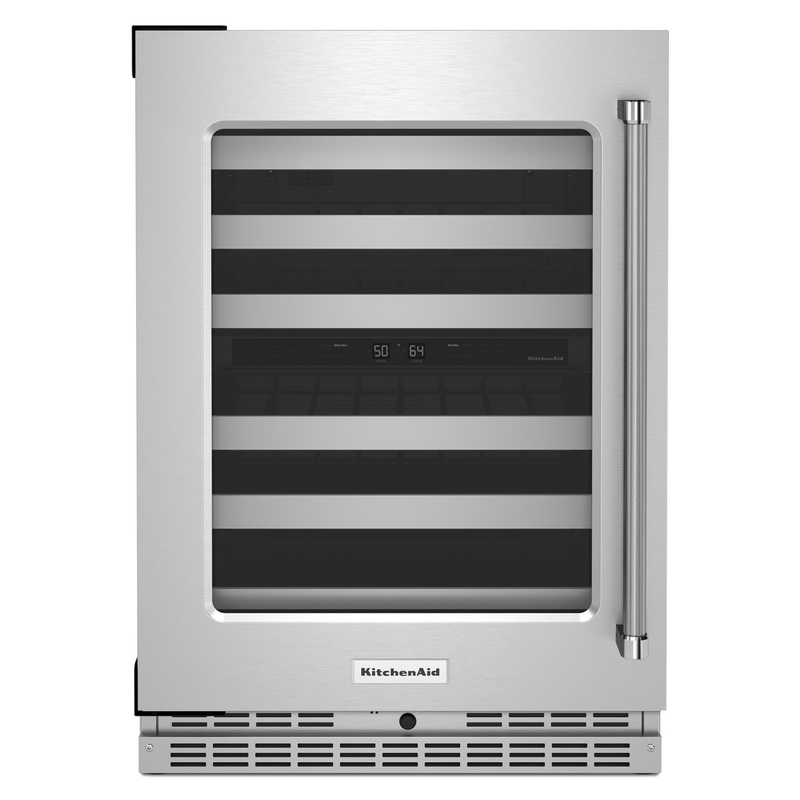 KitchenAid - 23.875 Inch 4.97 cu. ft Undercounter Wine Fridge Refrigerator in Stainless - KUWL314KSS