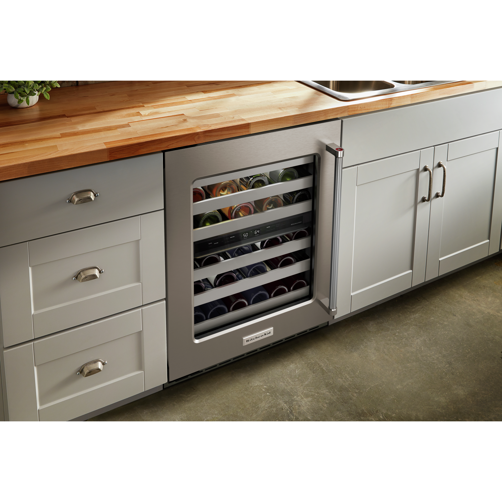 KitchenAid - 23.875 Inch 4.97 cu. ft Undercounter Wine Fridge Refrigerator in Stainless - KUWL314KSS