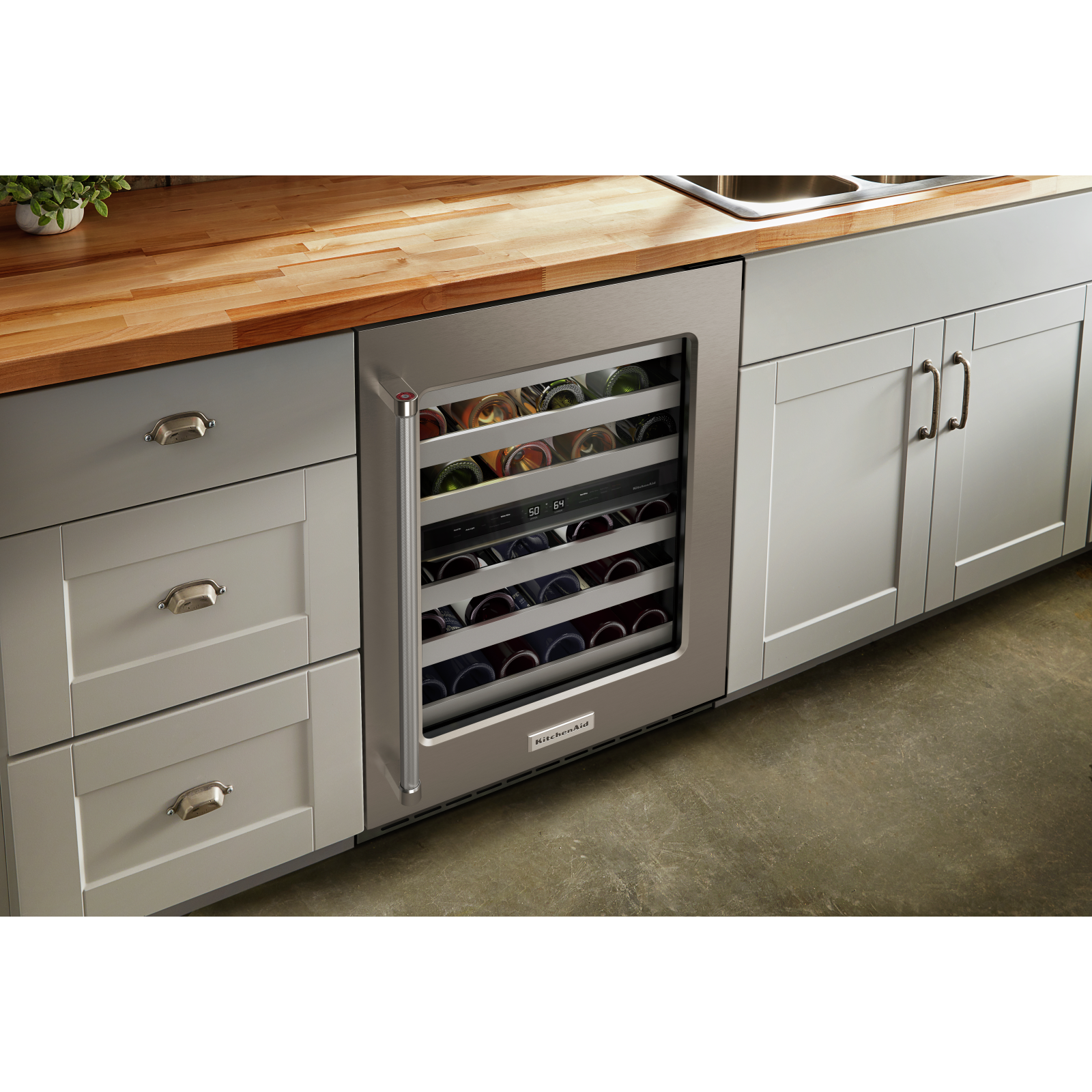 KitchenAid - 23.875 Inch 4.97 cu. ft Undercounter Wine Fridge Refrigerator in Stainless - KUWR314KSS