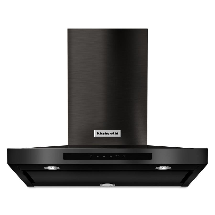KitchenAid - 30 Inch 585 CFM Wall Mount and Chimney Range Vent in Black Stainless - KVWB600HBS