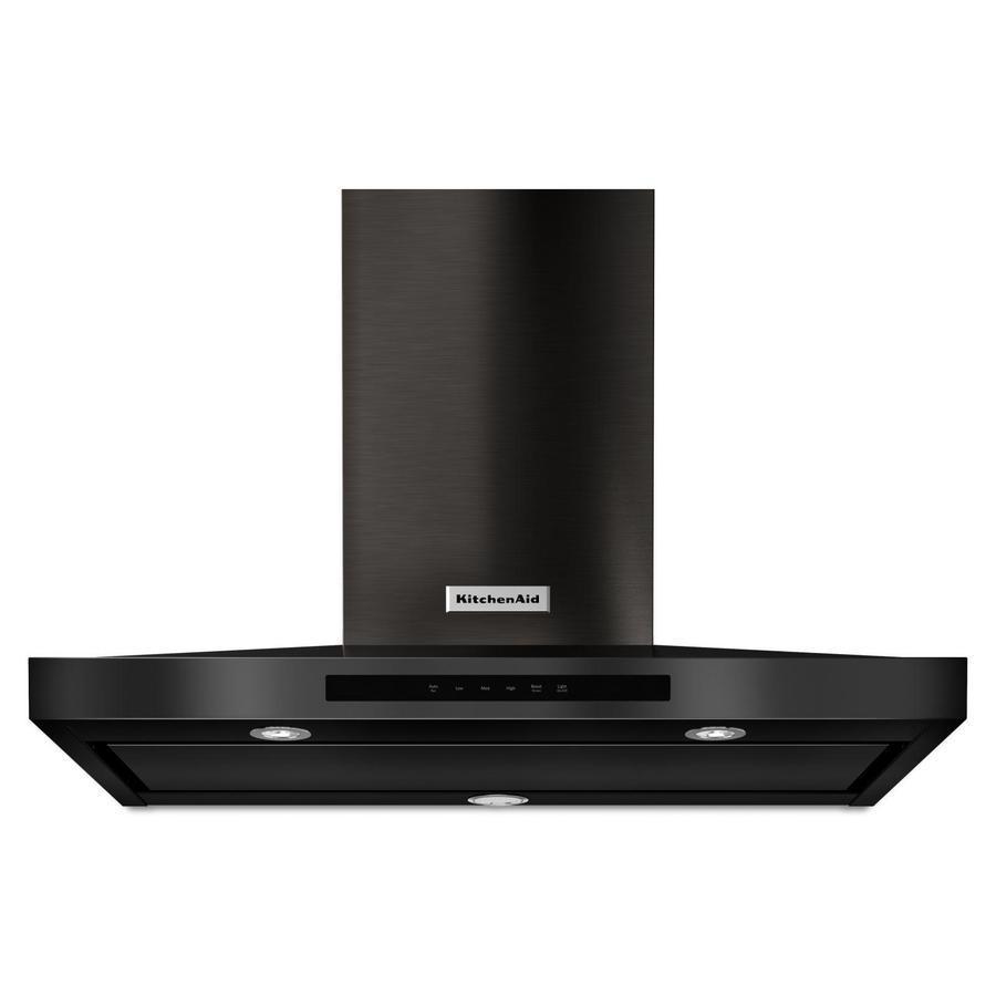 KitchenAid - 36 Inch 585 CFM Wall Mount and Chimney Range Vent in Black Stainless - KVWB606HBS