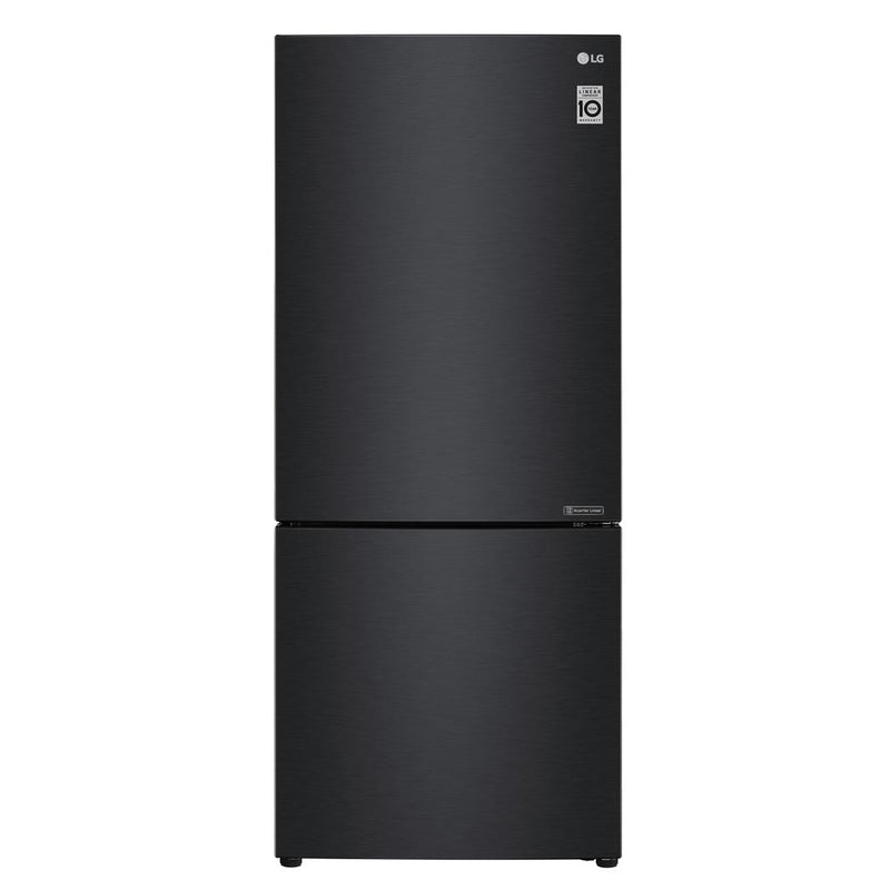 LG - 27.6 Inch 14.7 cu. ft Bottom Mount Refrigerator in Black - LBNC15231P