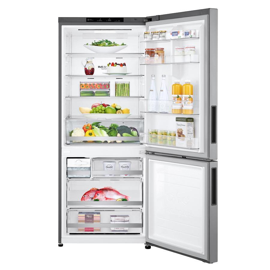 LG - 27.6 Inch 14.7 cu. ft Bottom Mount Refrigerator in Silver - LBNC15231V
