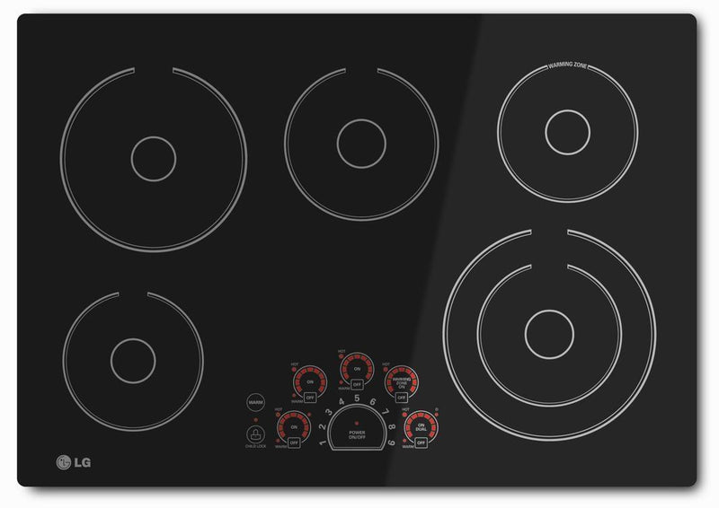 LG - 30.8 inch wide Electric Cooktop in Black - LCE3010SB
