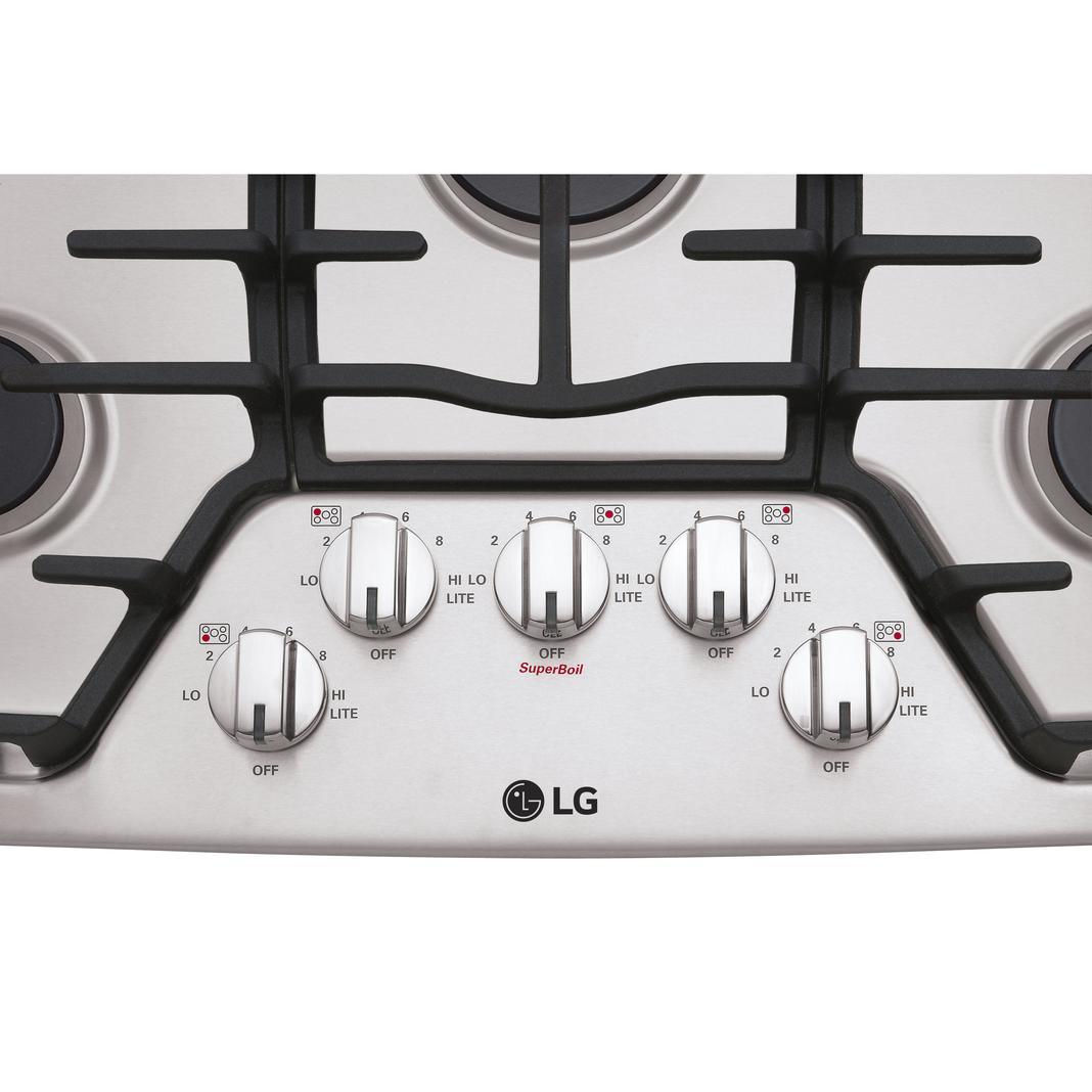 LG - 30 inch wide Gas Cooktop in Stainless - LCG3011ST