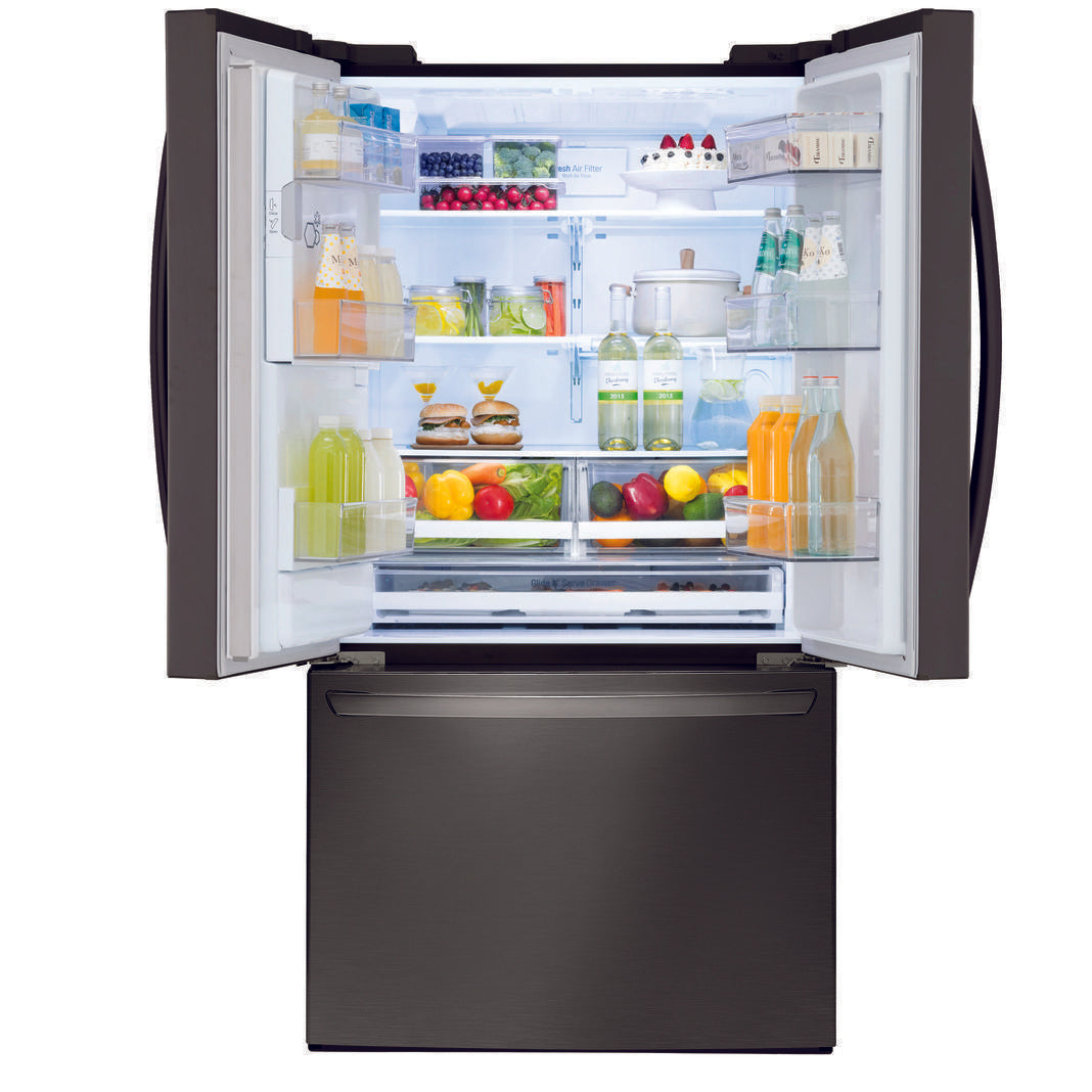 LG - 35.8 Inch 27.9 cu. ft French Door Refrigerator in Black Stainless - LFXS28968D