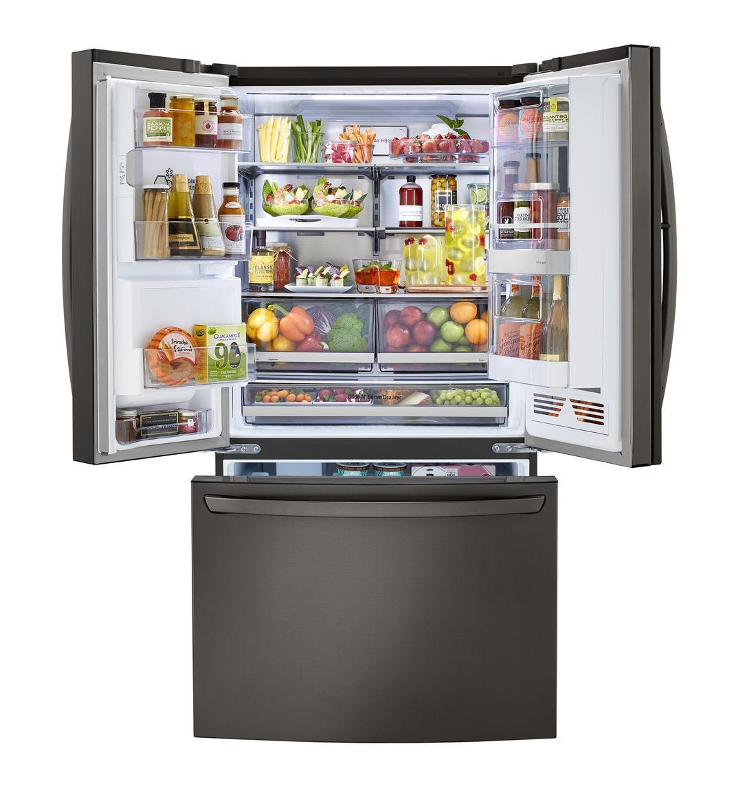 LG - 35.8 Inch 23.5 cu. ft French Door Refrigerator in Black Stainless - LRFVC2406D