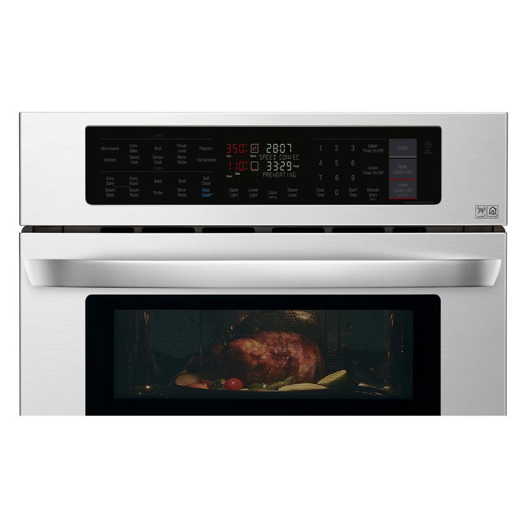 LG - 6.4 cu. ft Combination Wall Oven in Stainless - LWC3063ST