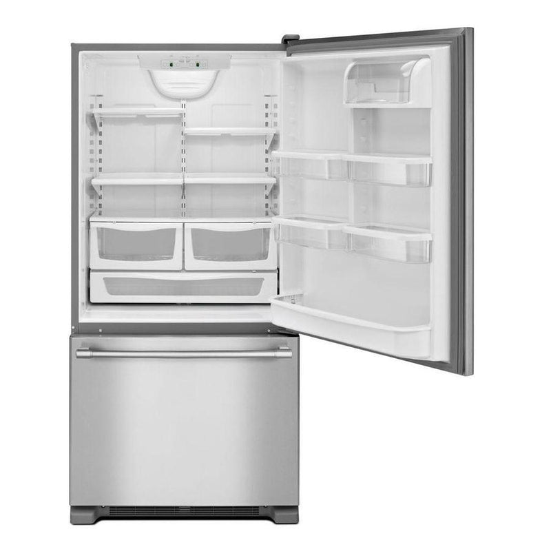 Maytag - 29.6 Inch 18.7 cu. ft Bottom Mount Refrigerator in Stainless - MBR1957FEZ