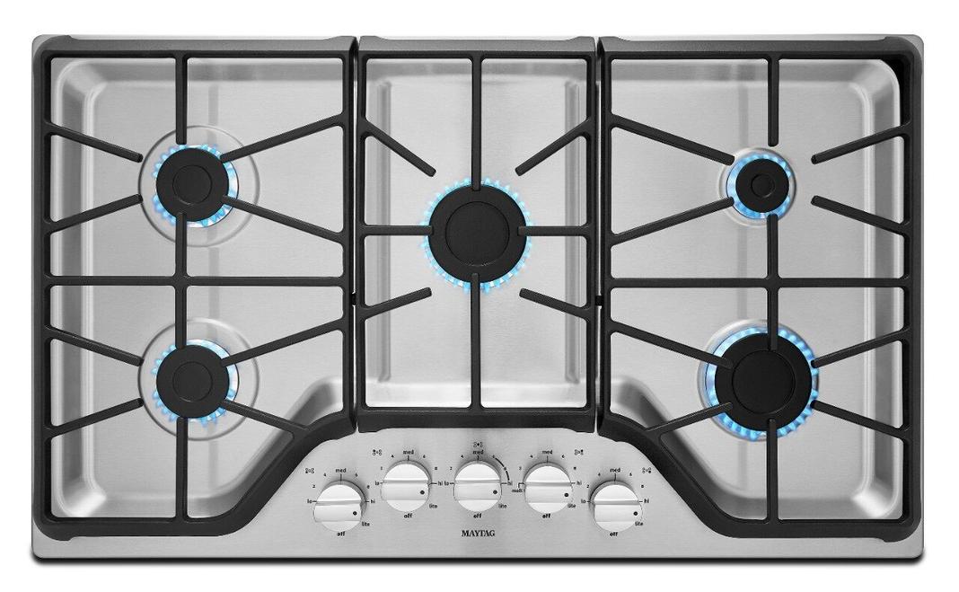 Maytag - 36 inch wide Gas Cooktop in Stainless - MGC7536DS