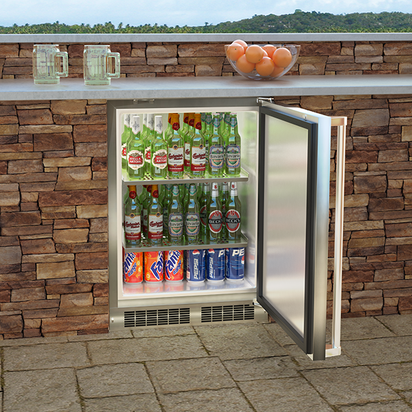 Marvel - 23.875 Inch 5.3 cu. ft Outdoor Fridge Refrigerator in Stainless - MORE124-SS31A