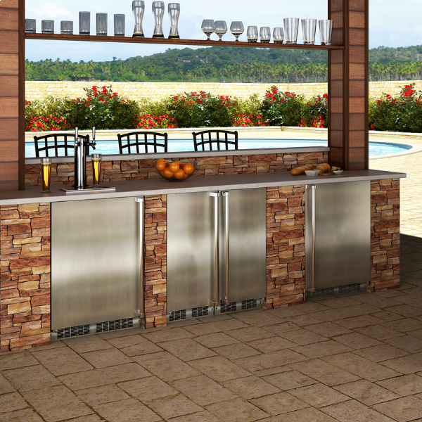 Marvel - 23.875 Inch 5.1 cu. ft Outdoor Under Counter Refrigerator in Stainless - MORE224-SS41A