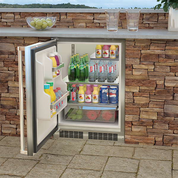 Marvel - 23.875 Inch 5.1 cu. ft Outdoor Fridge Refrigerator in Stainless - MORE224-SS51A