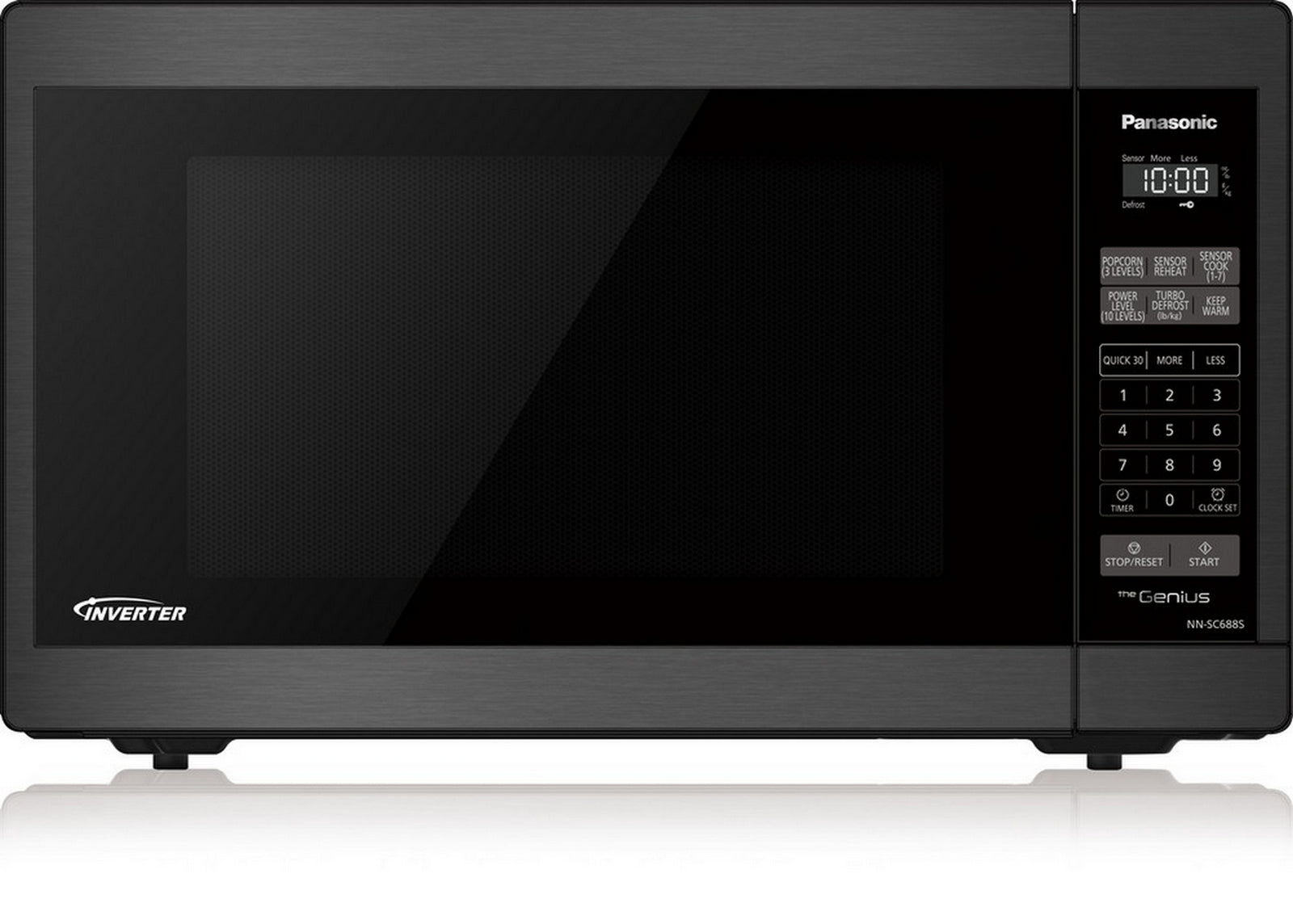 Panasonic - 1.3 cu. Ft  Counter top Microwave in Black Stainless - NNSC688S