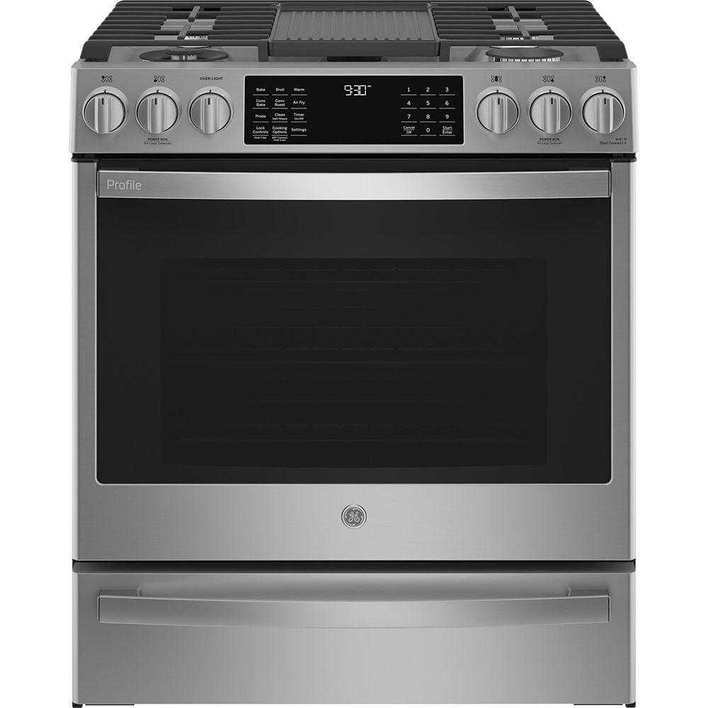 GE Profile - 5.7 cu. ft  Dual Fuel Range in Stainless - PC2S930YPFS