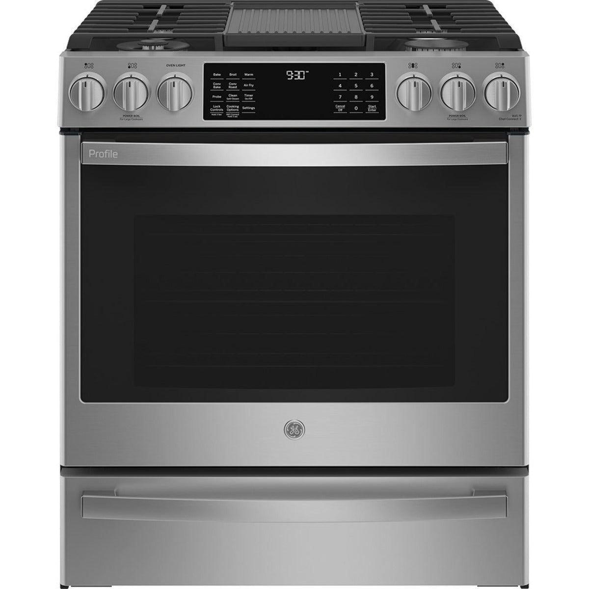 GE Profile - 5.6 cu. ft  Gas Range in Stainless - PCGS930YPFS