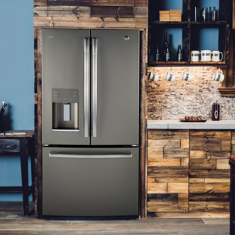 GE Profile - 32.75 Inch 23.5 cu. ft French Door Refrigerator in Grey - PFE24HMLKES